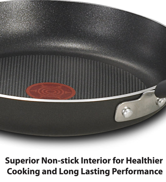 T-fal Ultimate Hard Anodized 2-Piece Scratch Resistant Titanium Nonstick Thermo-Spot PFOA Free 10/12-Inch Cookware Set, Gray, E765S274**New in box**