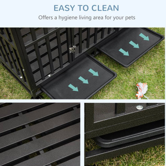 PawHut Heavy Duty Steel Dog Crate Kennel with Wheels and 1 Access Door, Black- NEW IN BOX!!!