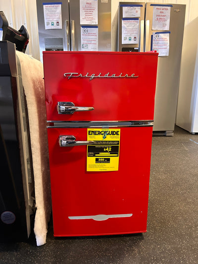 Frigidaire EFR840-RED 3.1 Cu Ft Red 2 Door Retro Bar Fridge with Side Bottle Opener**New,minor dents from shipping**