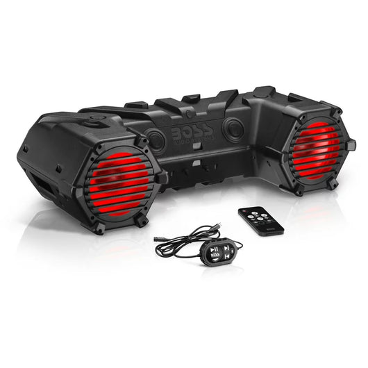 BOSS Audio Systems ATV95LRGB ATV UTV Weatherproof Sound System - 8 Inch Speakers, 1.5 Inch Tweeters, Amplified, Bluetooth Remote, LED Light Bar, Storage Compartment, Easy Installation for 12V Vehicles**New in box**