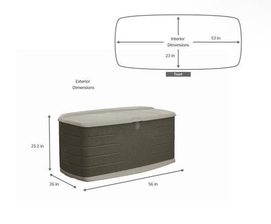 Rubbermaid Outdoor Large Deck Box with Seat, Green, 90 Gallon- NEW AND ASSEMBLED!!!!,*Minor dents from shipping*