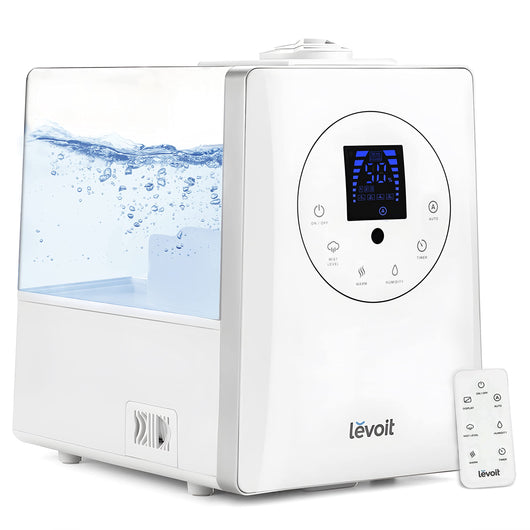LEVOIT Humidifiers for Bedroom Large Room Home, 6L Warm and Cool Mist Ultrasonic Air Vaporizer for Plants and Whole House, Built-in Humidity Sensor, Essential Oil Diffuser, Whisper Quiet, Timer, White**New in box**