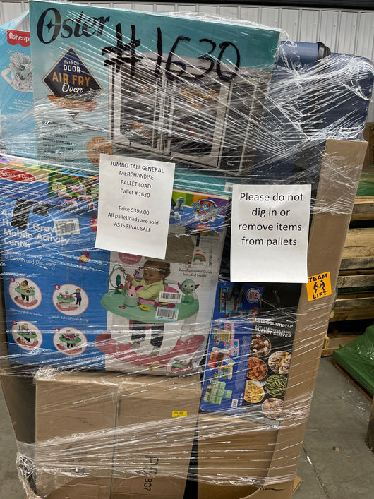 Jumbo huge liquidation pallet- over 7 ft tall ! Pallet number 1630