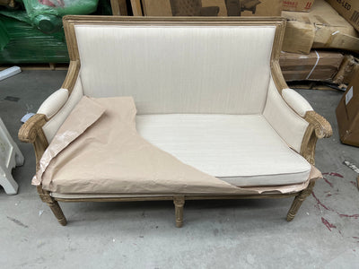 Baxton Studio Chavanon Wood and Linen Traditional French Loveseat, Light Beige!! NEW AND ASSEMBLED!!