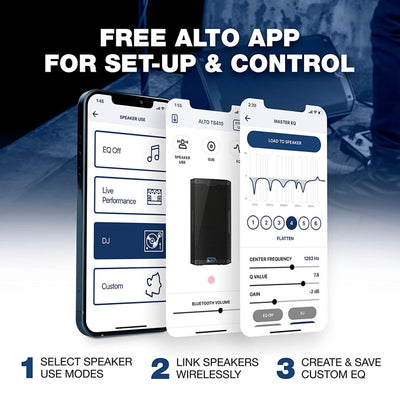 Alto Professional TS410 - 2000W 10" Powered PA Speaker with 3 Channel Mixer, Bluetooth Streaming, Wireless Loudspeaker linking, DSP and Alto App!! NEW IN BOX!!