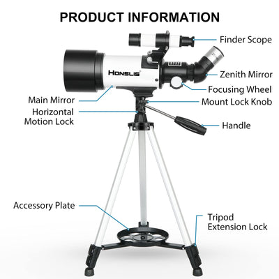 Telescope, 70mm Aperture 500mm Telescopes for Adults Astronomy & Kids Beginners, Fully Multi-Coated Travel Refractor Telescopes with Phone Adapter, Wireless Control, Astronomy Gift for Kids**New**