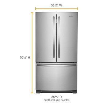 Whirlpool  25.2-cu ft French Door Refrigerator with Ice Maker (Fingerprint Resistant Stainless Steel) ENERGY STAR- new - scratch and dent unit