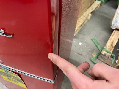 Frigidaire EFR840-RED 3.1 Cu Ft Red 2 Door Retro Bar Fridge with Side Bottle Opener**New,minor dents from shipping**