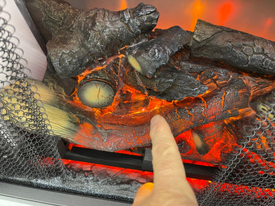 32” wide electric fireplace insert   brand new - but Salvage - log set was damaged in shipping- does not affect operation at all  includes multifunction remote control
