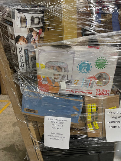 Jumbo liquidation pallet load number 8763  7 ft tall