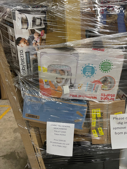 Jumbo liquidation pallet load number 8763  7 ft tall