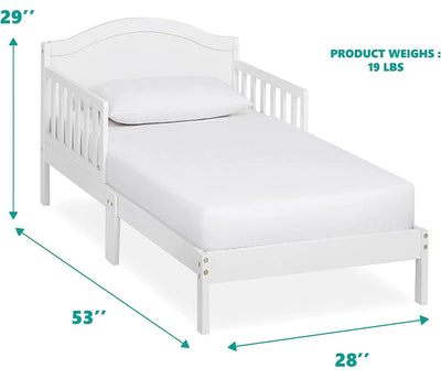 Dream On Me Sydney Toddler Bed in White, Greenguard Gold Certified, JPMA Certified, Low To Floor Design, Non-Toxic Finish, Safety Rails, Made Of Pinewood!! NEW IN BOX(MINOR SCRATCH FROM SHIPPING)!!
