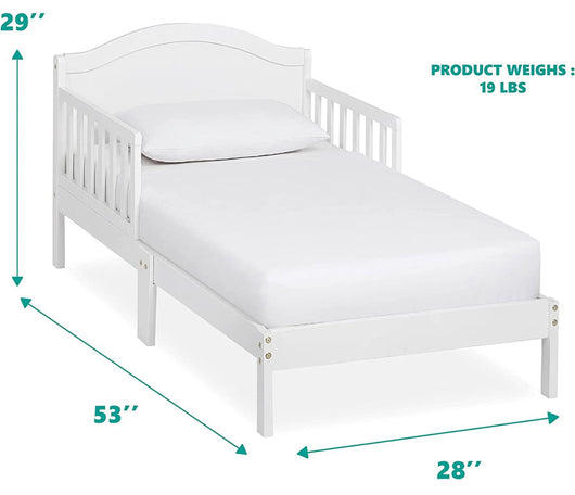 Dream On Me Sydney Toddler Bed in White, Greenguard Gold Certified, JPMA Certified, Low To Floor Design, Non-Toxic Finish, Safety Rails, Made Of Pinewood!! NEW IN BOX(MINOR SCRATCH FROM SHIPPING)!!