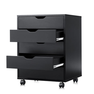 DEVAISE 5-Drawer Chest, Wood Storage Dresser Cabinet with Wheels, Black**New in box**
