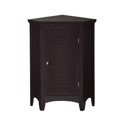 Teamson Home Glancy Wooden Corner Floor Cabinet with Shutter Door, Dark Brown**New in box**