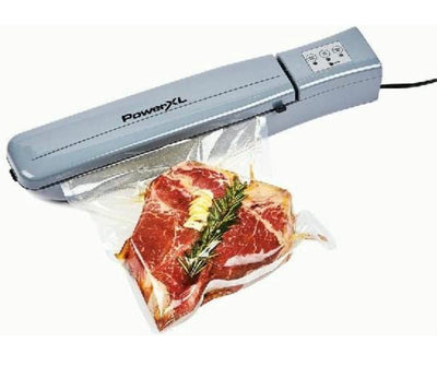 PowerXL Duo NutriSealer Food Vacuum Sealer Machine with Vacuum Seal Bags & Rolls, Double Airtight Sealing with Built-in Cutter, Small Snack Bag Capability, Safety Certified, Lab Tested, LED Indicator Lights (Slate)- Used Once, Like New!!!
