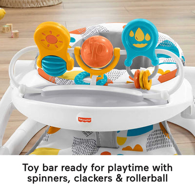 Fisher-Price Deluxe Sit-Me-Up Floor Seat – Primary Hills, Portable Infant Chair with Tray andToy Bar (new in the box)