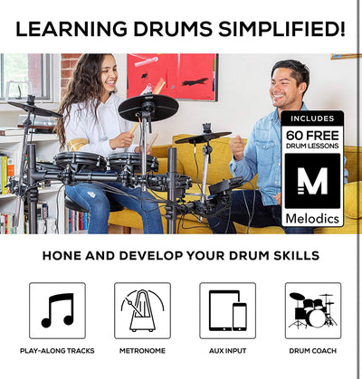 Alesis Drums Turbo Mesh Kit – Electric Drum Set With 100+ Sounds, Mesh Drum Pads, Drum Sticks, Connection Cables and 60 Melodics Lessons!  -Brand new in the box