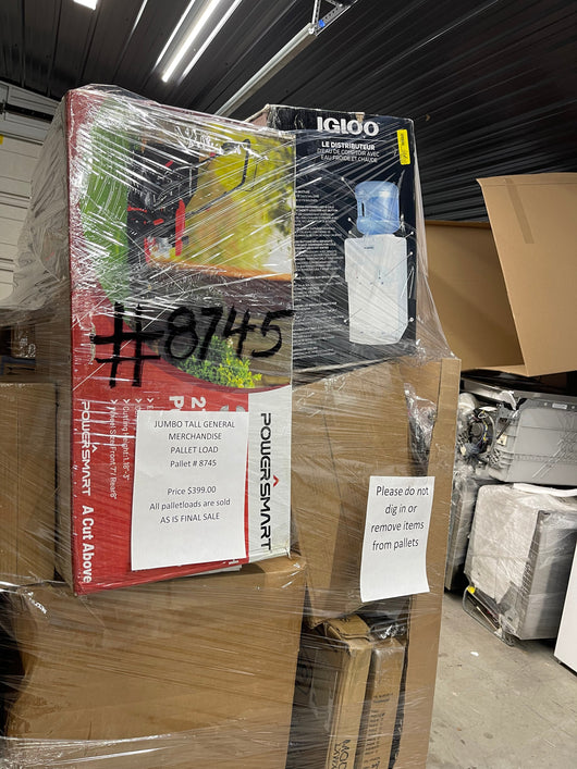 Jumbo huge liquidation pallet- over 7 ft tall ! Pallet number 8745