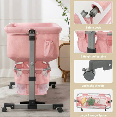 Cuddor 3 in 1 Baby Bassinet Bedside Sleeper, Pink- NEW IN BOX!!!