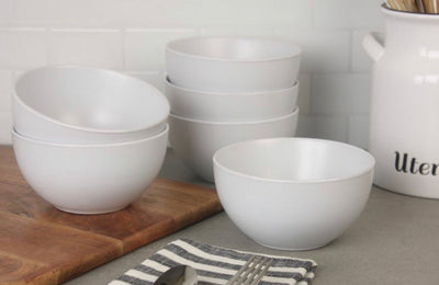 10 Strawberry Street Wazee Matte 5.5"/20oz Cereal Bowl, Set of 6, White- NEW IN BOX!!!