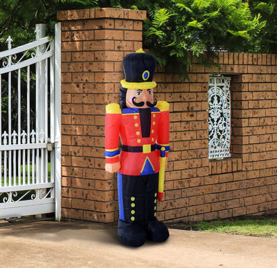 HOMCOM 6’ Christmas Inflatable Nutcracker Toy Soldier, Outdoor Blow-Up Yard Decoration with LED Lights Display- NEW (On Display, comes with original box)