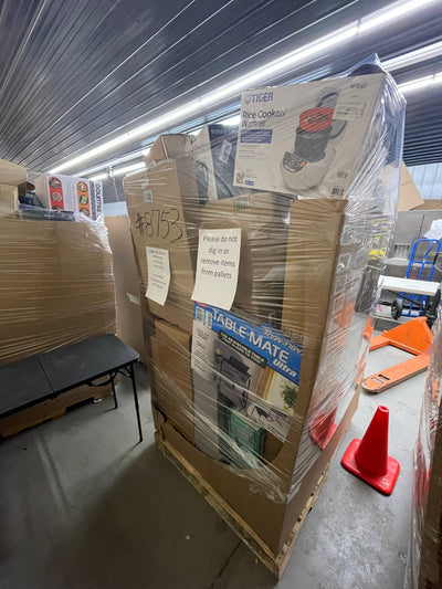 Jumbo huge liquidation pallet- over 7 ft tall ! Pallet number 8753