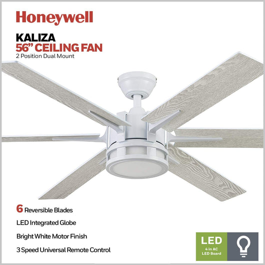 Honeywell Ceiling Fans 51477-01 Kaliza Ceiling Fan, 56, Bright White**New in box**