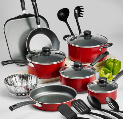 Tramontina Primaware 18 Piece Non-stick Cookware Set, Red- BRAND NEW IN BOX!!!!