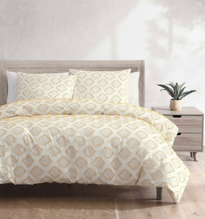 Better Homes & Gardens, Clipped Jacquard Diamond Ochre Harvest King Duvet Cover- NEW!!!