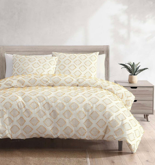 Better Homes & Gardens, Clipped Jacquard Diamond Ochre Harvest King Duvet Cover- NEW!!!