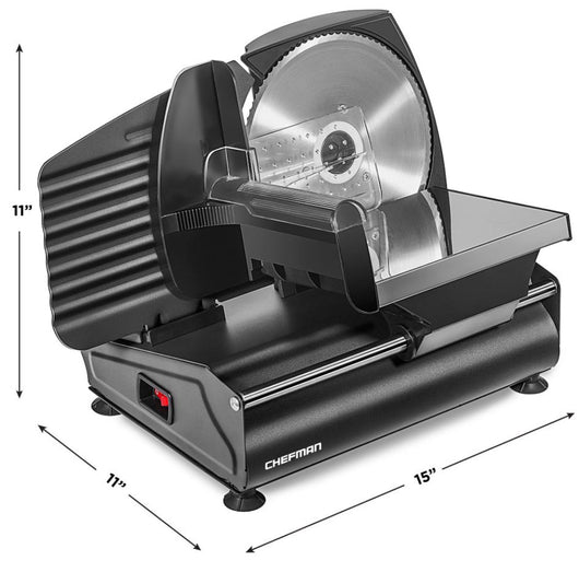 Chef man Die-Cast Electric Deli & Food Slicer, Stainless Steel, Black!! NEW IN BOX!!