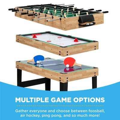 Best Choice Products 2x4ft 10-in-1 Combo Game Table Set w/ Hockey, Foosball, Pool, Shuffleboard, Ping Pong, Chess, Cards**New in box**