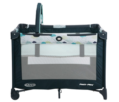 Graco Pack and Play On the Go Playard | Includes Full-Size Infant Bassinet, Push Button Compact Fold, Stratus , 39.5x28.25x29 Inch (Pack of 1)**New in box**