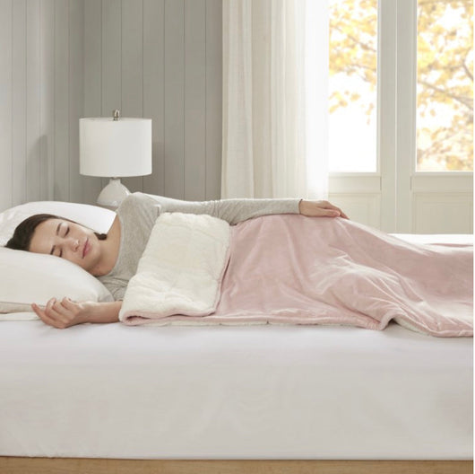 Comfort Spaces Velvet Plush Reverse To Sherpa 15lb Weighted Blanket Velvet, 60"x80", Blush- NEW IN BAG!