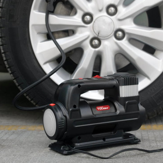 HYPER TOUGH DC 12V Heavy-Duty Direct Drive DigitalTire Inflator / Portable Inflator / Air Compressor / Air Pump with 100psi with detachable LED Work Lights, Extension Air Hose- NEW IN CARRY BAG!!!