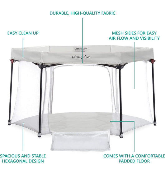 Dream On Me Onyx Playpen in Grey, Baby Playpen, Portable and Lightweight, Playpen for Babies and Toddler - Comes with a Comfortable Padded Floor- NEW IN BOX!!!