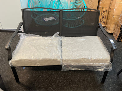 Mainstays Alexandra Square 4 - Piece Outdoor Patio Conversation Set, Gray- NEW AND ASSEMBLED!!! (Missing Coffee Table!)