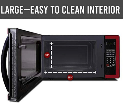 Farberware Classic 1.1 Cu. Ft. 1000-Watt Microwave Oven with LED Lighting, Metallic Red!! NEW OUT OF BOX!!