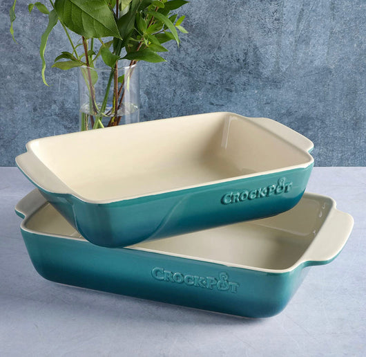 Crock-Pot 2-Piece Ceramic Bakeware Set, 2-Piece, Teal- BRAND NEW!!!