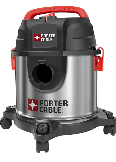 PORTER-CABLE Wet/Dry Vacuum 4 Gallon 4HP Stainless Steel Light Weight Portable, 3 in 1 Function with Attachments, Silver+red**New in box**