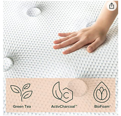 ZINUS 12 Inch Green Tea Cooling Gel Memory Foam Hybrid Mattress / Pocket Innersprings for Motion Isolation / Edge Support, Full!! NEW IN BOX!!