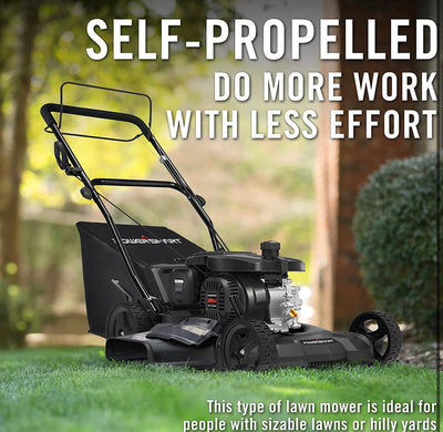 PowerSmart Self Propelled Gas Lawn Mower, 21-Inch 209cc 3-in-1 Walk-Behind Lawn Mowers, Black with Oil!  -Brand new and assembled
