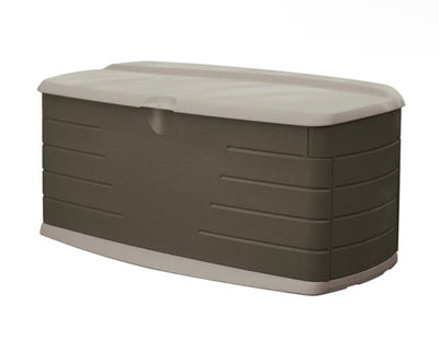 Rubbermaid Outdoor Large Deck Box with Seat, Green, 90 Gallon- NEW AND ASSEMBLED!!!!,*Minor dents from shipping*