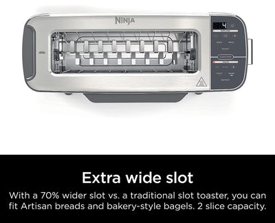 Ninja Foodi 2-in-1 Flip Toaster, 2-Slice Capacity, Compact Toaster Oven, Stainless Steel!! NEW IN BOX!!
