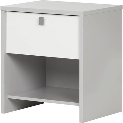 South Shore Cookie 1-Drawer Nightstand, Soft Gray and Pure White**New in box**