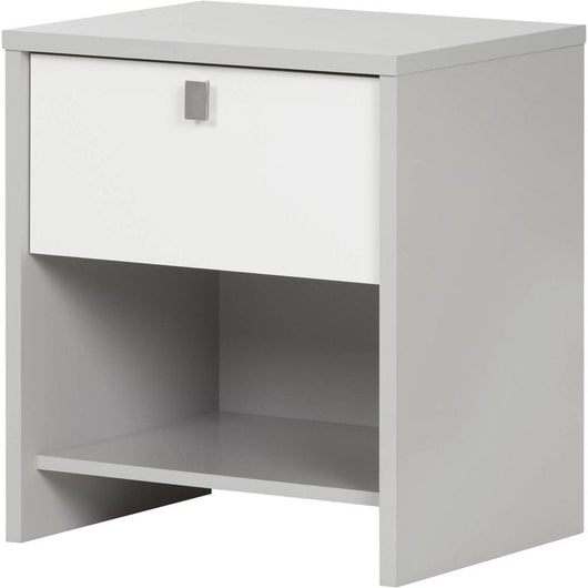 South Shore Cookie 1-Drawer Nightstand, Soft Gray and Pure White**New in box**