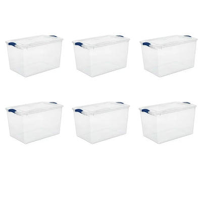 Sterilite 66 Qt. Latch Box Plastic, Stadium Blue, Set of 6**New in box**