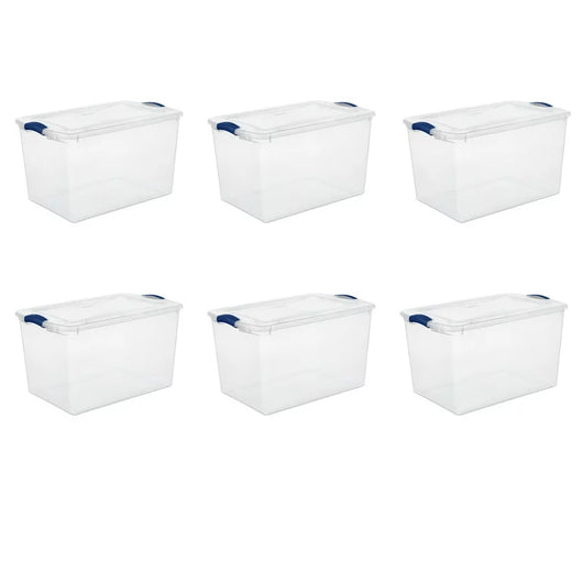 Sterilite 66 Qt. Latch Box Plastic, Stadium Blue, Set of 6**New in box**