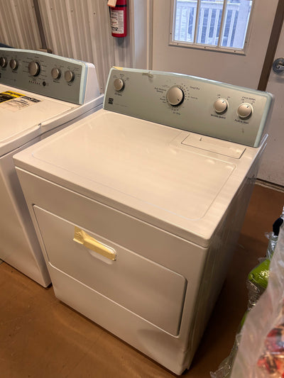 Kenmore Front Load Electric Dryer with Wrinkle Guard and 7.0 Cubic Ft. Total Capacity, White!  -Brand new never used but is dented from shipping, photos shown. (Front left edge is tape over to keep closed)